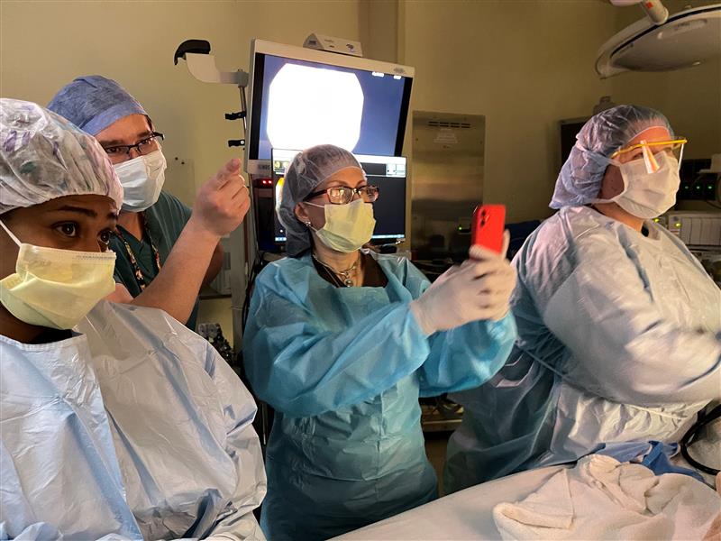 fellow observing in operating room