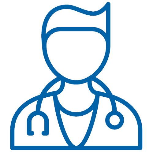 icon of a person with a stethoscope around their neck.