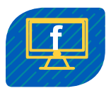 Icon of a computer monitor with the Facebook logo