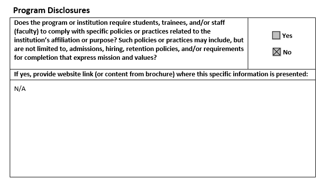 Child Psychology Doctoral Internship Program: Program Disclosures