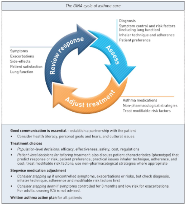 Figure for personalized asthma management for all age groups from GINA2020