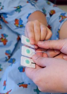 image of stickers used to monitor heart rate, EKG