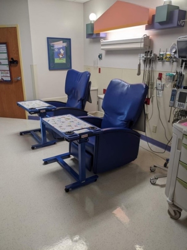 photo of the room where infusions are given at Children's Mercy Kansas