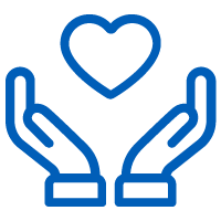Icon of two open hands supporting a heart