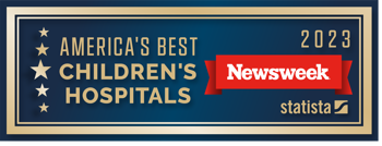 graphic of Newsweek’s “America’s Best Children’s Hospitals 2023” designation 