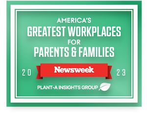 graphic of Newsweek’s “America’s Greatest Workplaces for Parents & Families 2023” designation 