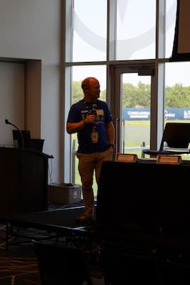 Photo of staff presenting information at the Cerebral Palsy Day at Children's Mercy