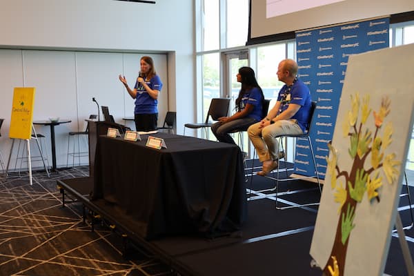 Photo of staff presenting information at the Cerebral Palsy Day at Children's Mercy