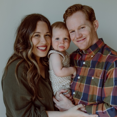 Family photo of child and parents