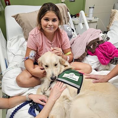 Matney and therapy dog Dusty became fast friends and loved to snuggle.