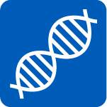 A blue background with a white outline of a genome on it.