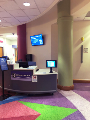 Check-in desk at Children's Mercy